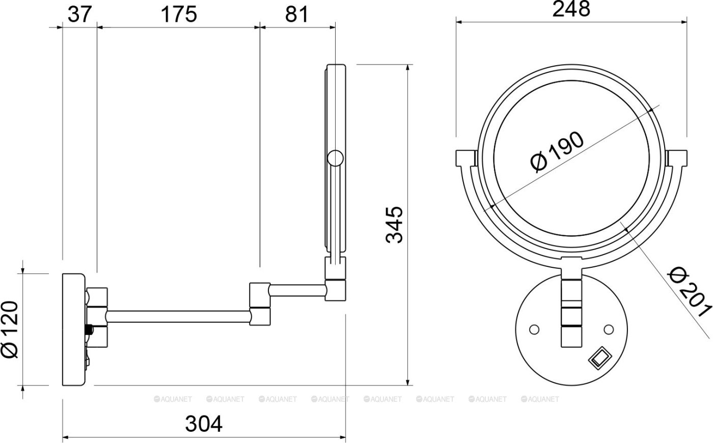 Косметическое зеркало Timo Saona 13376/17 золото матовое (с подсветкой LED)
